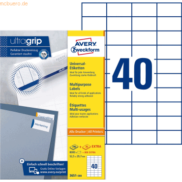Avery Zweckform Universal-Etiketten ultragrip 52,5x29,7 mm VE=8.800 Et Avery Zweckform Universal-Etiketten ultragrip 52,5x29,7 mm VE=8.800 Et von Avery Zweckform