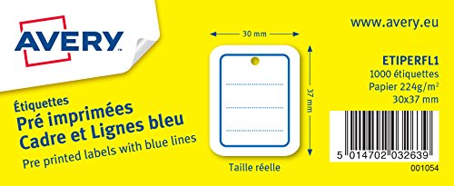 AVERY - Box mit 1000 Etiketten mit Rahmen und blauen Linien - 30 x 37 mm AVERY - Box mit 1000 Etiketten mit Rahmen und blauen Linien - 30 x 37 mm von Avery