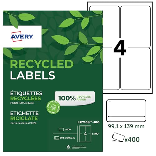 AVERY-LR 7169-100-400 recycelten-Etiketten, weiss, 99,1 x 139 mm AVERY-LR 7169-100-400 recycelten-Etiketten, weiss, 99,1 x 139 mm von Avery