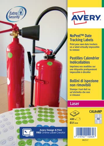 AVERY - Packung mit 480 bedruckbaren Kalenderpunkten – selbstklebend – 25 mm – Laserdruck von AVERY