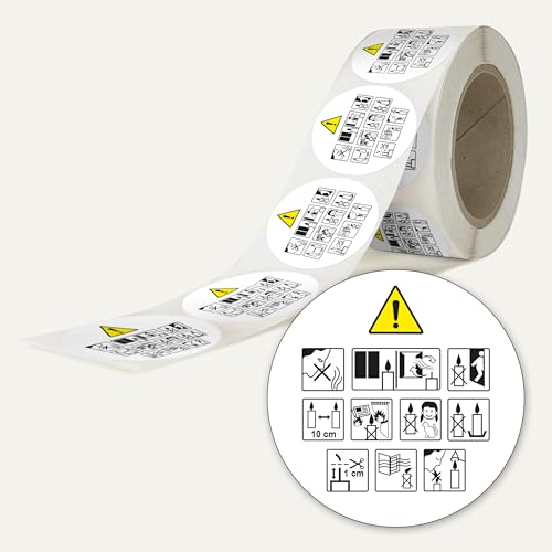 AVERY Zweckform IRAFNOR500 Kerzen Warnaufkleber (500 Etiketten pro Rolle, Ø 40 mm, rund, weißes Papier, CLP-konform, mit Piktogrammen & Warnhinweisen schwarz bedruckt) von Avery