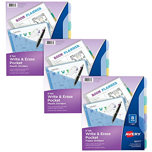 Avery 31701 Trennblätter aus Kunststoff für 3 Ringbücher, 8 Register-Sets, mehrfarbig, 3 Binder-Teiler-Sets Avery 31701 Trennblätter aus Kunststoff für 3 Ringbücher, 8 Register-Sets, mehrfarbig, 3 Binder-Teiler-Sets von Avery