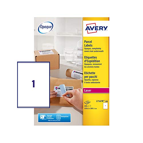 Avery Block-out-Versandetikett, 199.6x289.1mm White Box 100 Blatt, 1 Etiketten pro Blatt von Avery