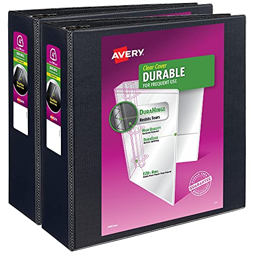 Avery Durable Clear View 09204 Ringordner, 10,2 cm Binderinge, 2 schwarze Ordner von Avery