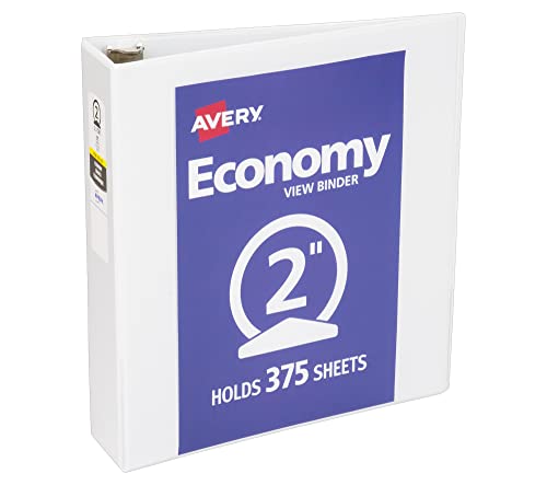 Avery Economy View 3-Ringbuch, 5,1 cm runde Ringe, 1 weißer Ordner (05780) von Avery