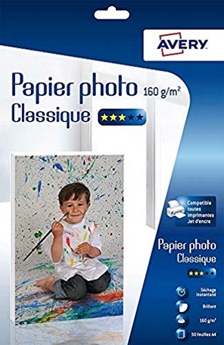 Avery Fotopapier glänzend A4, 50 Blatt, für Tintenstrahldrucker, klassisch, 160 g/m² Avery Fotopapier glänzend A4, 50 Blatt, für Tintenstrahldrucker, klassisch, 160 g/m² von Avery