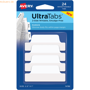 Avery Haftstreifen UltraTabs 63,5x25,4 mm weiß VE=24 Stück von Avery