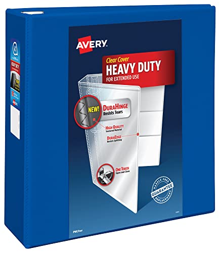 Avery Heavy Duty View 3-Ringbuch, 10,2 cm One Touch EZD-Ring, hält 21,6 x 27,9 cm Papier, 1 Pacific Blue Ordner (79814) von Avery