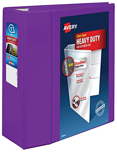 Avery Heavy Duty View 3-Ringbuch, 12,7 cm One Touch EZD-Ring, hält 21,6 x 27,9 cm Papier, 1 lila Ordner (79816) von Avery