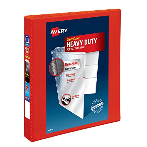 Avery Heavy-Duty View 3-Ringbuch, 2,5 cm One Touch EZD Ringe, 1 roter Ordner (79170) von Avery