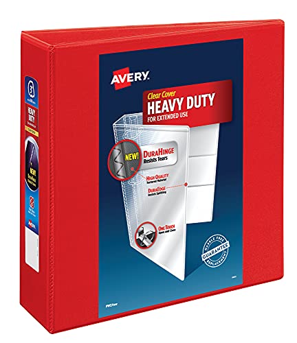 Avery Heavy Duty View 3-Ringbuch, 7,6 cm One Touch EZD-Ring, 4 rote Ordner (79325) von Avery