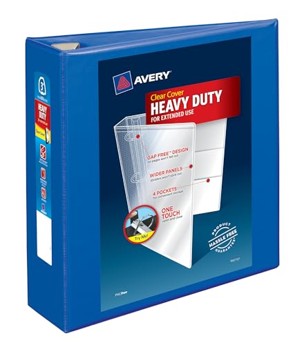Avery Heavy-Duty View 3-Ringbuch, 7,6 cm One Touch EZD Ringe, 1 pazifisches blaues Ordner (79811) von Avery