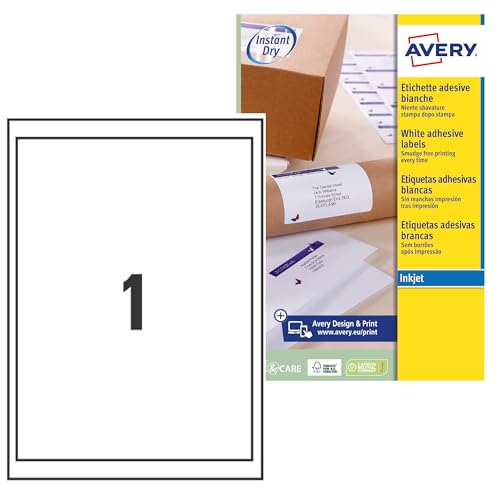 Avery J8 Quick Dry Etiketten 199.6 x 289.1 weiß Avery J8 Quick Dry Etiketten 199.6 x 289.1 weiß von Avery