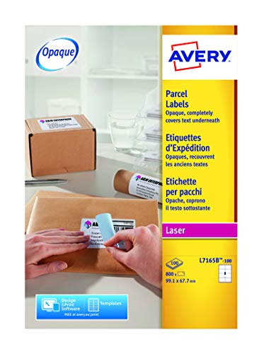 Avery L7165B Selbstklebende Paketetiketten, Laserdrucker, 8 Etiketten pro A4-Blatt, 800 Etiketten, BlockOut Avery L7165B Selbstklebende Paketetiketten, Laserdrucker, 8 Etiketten pro A4-Blatt, 800 Etiketten, BlockOut von Avery