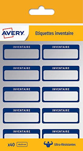 Avery – Packung mit 40 Etiketten für Inventar, besonders widerstandsfähig, 48 x 20 mm, beschriftbar, 1 Linie von AVERY