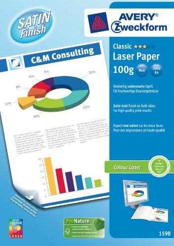 Avery Zweckform 1598 Classic ColourLaser Papier, A4, 100g, 200 Blatt Avery Zweckform 1598 Classic ColourLaser Papier, A4, 100g, 200 Blatt von Avery