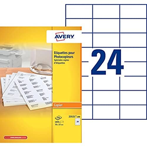 Avery 23521-200 Etiketten für Kopierer 70 x 37 mm 4.800 Stück Weiß von Avery