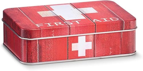 Avilia Box für Medikamente - Erste-Hilfe-Box aus Metall, 14 x 10,1 x 4,2 cm, Rot von Avilia