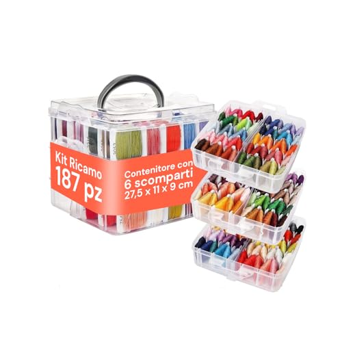 Avilia Stickset mit 150 bunten Fäden, 3 Ebenen mit 6 Fächern, inklusive Zubehör für Kreuzstich und Armbänder, ideal für Anfänger und kreative Stickerei von Avilia