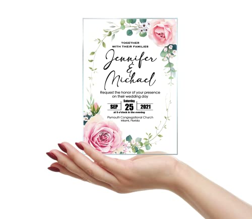 Avior Hochzeitseinladung, luxuriöse Acrylglas-Einladung, Geburtstag, Quinceañera, Party, klare Einladungen (Rosa) von Avior
