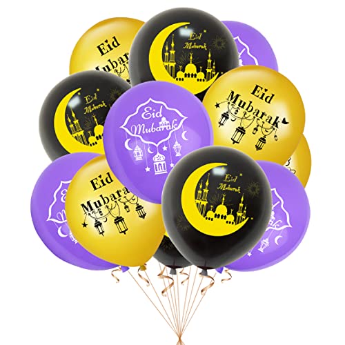 Aviski 15 Stück Eid Mubarak Luftballons, 30,5 cm Ramadan Mubarak Dekorationen, Latex-Luftballons, Eid Mubarak Dekorationen für muslimische Dekoration von Partys, Häusern, Abenden und Versammlungen von Aviski