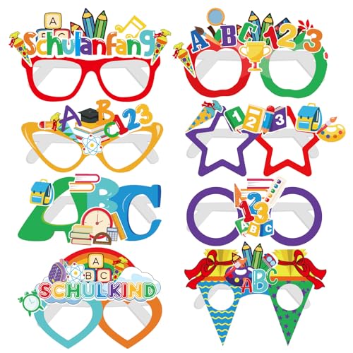 Einschulung Deko Set, 24 Stück Schulkind Brille, Alles Gute Zum Schulanfang Brille, Schuleinführung Schulanfang Einschulung Deko für Schulbeginn Schulstart Dekoration Schule Jungs Mädchen von Aviski