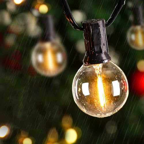 Avoalre 12M Lichterkette Außen IP65 Wasserfest Outdoor Lichterkette Strom G45 warmweiss 30+3 Ersatz Glühbirnen Lichterkette (max.170M) Ausdehnbar Partylichterkette für Terrasse Garten von Avoalre