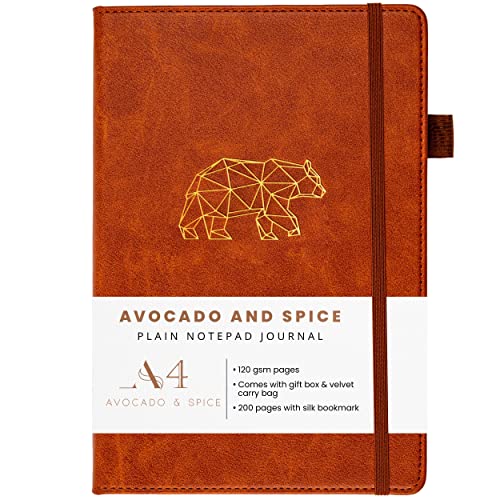 Avocado & Spice Notizbuch A4 Blanko – Zeichenblock A4 als Sketchbook A4, Notizblock usw. – A4 Scrapbook mit Geschenkbox, Samtbeutel, Lesezeichen, elastischem Band & Stifthalter, 200 Seiten, Braun Avocado & Spice Notizbuch A4 Blanko – Zeichenblock A4 als Sketchbook A4, Notizblock usw. – A4 Scrapbook mit Geschenkbox, Samtbeutel, Lesezeichen, elastischem Band & Stifthalter, 200 Seiten, Braun von Avocado & Spice