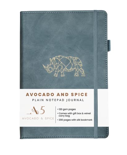Avocado & Spice Notizbuch A5 Blanko – Zeichenblock A5 als Sketchbook A5, Notizblock usw. – A5 Scrapbook mit Geschenkbox, Samtbeutel, Lesezeichen, elastischem Band & Stifthalter, 200 Seiten, Grau Avocado & Spice Notizbuch A5 Blanko – Zeichenblock A5 als Sketchbook A5, Notizblock usw. – A5 Scrapbook mit Geschenkbox, Samtbeutel, Lesezeichen, elastischem Band & Stifthalter, 200 Seiten, Grau von Avocado & Spice