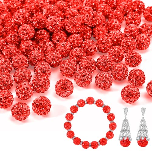 55 Stück 10 mm Strassperlen für Schmuckherstellung, voller Diamanten, runde Disco-Perlen, Tonperlen zum Basteln, Strass-Ton-Perlen für DIY-Baseball-Halskette, Armband, Rot, 10 mm/55 Stück 55 Stück 10 mm Strassperlen für Schmuckherstellung, voller Diamanten, runde Disco-Perlen, Tonperlen zum Basteln, Strass-Ton-Perlen für DIY-Baseball-Halskette, Armband, Rot, 10 mm/55 Stück von Awaydol