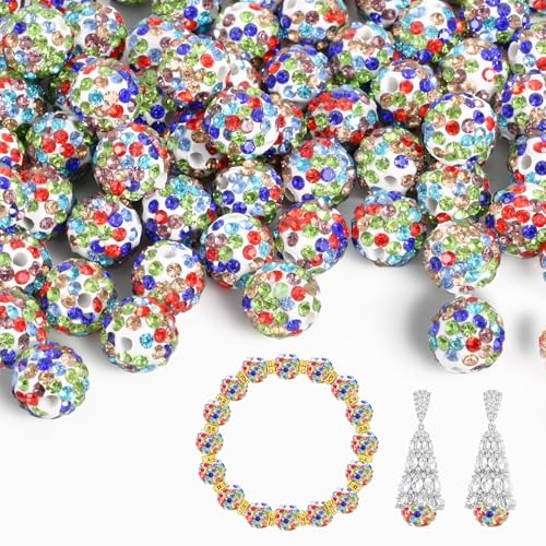 55 Stück 10 mm Strassperlen für Schmuckherstellung, voller Diamanten, runde Disco-Perlen, Tonperlen zum Basteln, Strass-Ton-Perlen für DIY-Baseball-Halsketten, Armbänder (weiß gemischt, 10 mm/55 Stück 55 Stück 10 mm Strassperlen für Schmuckherstellung, voller Diamanten, runde Disco-Perlen, Tonperlen zum Basteln, Strass-Ton-Perlen für DIY-Baseball-Halsketten, Armbänder (weiß gemischt, 10 mm/55 Stück von Awaydol