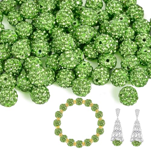 55 Stück 10 mm Strassperlen zur Schmuckherstellung, voller Diamanten, runde Disco-Perlen, Tonperlen zum Basteln, Strass-Ton-Perlen für DIY-Baseball-Halsketten, Armbänder (Hellgrün, 10 mm/55 Stück) 55 Stück 10 mm Strassperlen zur Schmuckherstellung, voller Diamanten, runde Disco-Perlen, Tonperlen zum Basteln, Strass-Ton-Perlen für DIY-Baseball-Halsketten, Armbänder (Hellgrün, 10 mm/55 Stück) von Awaydol