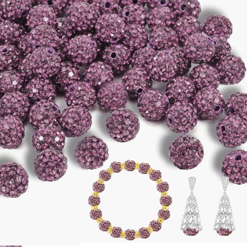 55 Stück 10 mm Strassperlen zur Schmuckherstellung, voller Diamanten, runde Disco-Perlen, Tonperlen zum Basteln, Strass-Ton-Perlen für DIY-Baseball-Halsketten, Armbänder (Hellviolett, 10 mm/55 Stück) 55 Stück 10 mm Strassperlen zur Schmuckherstellung, voller Diamanten, runde Disco-Perlen, Tonperlen zum Basteln, Strass-Ton-Perlen für DIY-Baseball-Halsketten, Armbänder (Hellviolett, 10 mm/55 Stück) von Awaydol