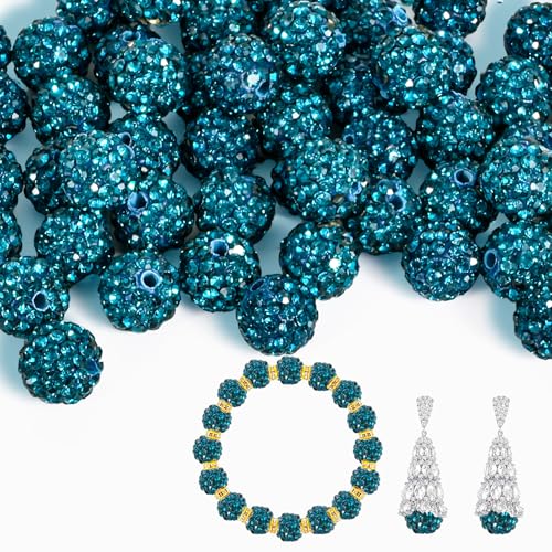 55 Stück 10 mm Strassperlen zur Schmuckherstellung, voller Diamanten, runde Disco-Perlen, Tonperlen zum Basteln, Strass-Ton-Perlen für DIY-Baseball-Halsketten, Armbänder (blauer Zirkon, 10 mm/55 Stück 55 Stück 10 mm Strassperlen zur Schmuckherstellung, voller Diamanten, runde Disco-Perlen, Tonperlen zum Basteln, Strass-Ton-Perlen für DIY-Baseball-Halsketten, Armbänder (blauer Zirkon, 10 mm/55 Stück von Awaydol
