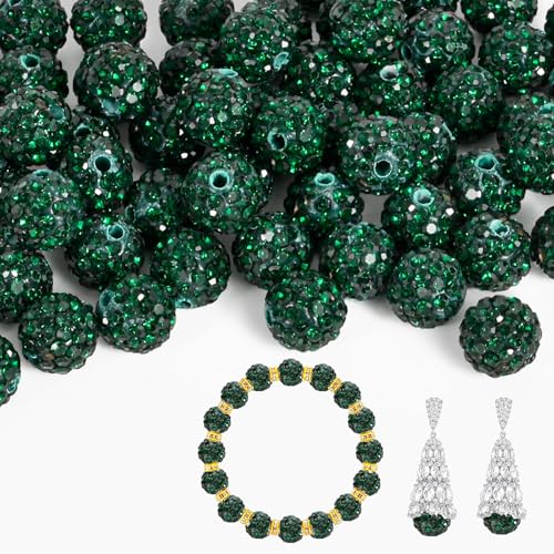 55 Stück 10 mm Strassperlen zur Schmuckherstellung, voller Diamanten, runde Disco-Perlen, Tonperlen zum Basteln, Strass-Ton-Perlen für DIY-Baseball-Halsketten, Armbänder (dunkelgrün, 10 mm/55 Stück) 55 Stück 10 mm Strassperlen zur Schmuckherstellung, voller Diamanten, runde Disco-Perlen, Tonperlen zum Basteln, Strass-Ton-Perlen für DIY-Baseball-Halsketten, Armbänder (dunkelgrün, 10 mm/55 Stück) von Awaydol