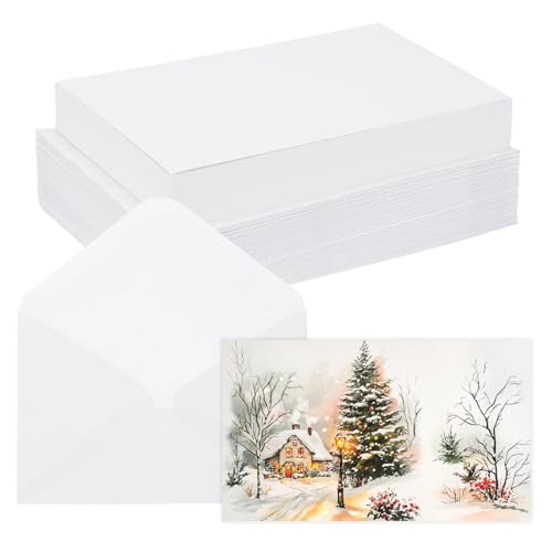 Awclub 30 Sets Blanko-Aquarellkarten mit Umschlägen, 63,5 kg/300 g/m², Baumwoll-Aquarell-Papierkarten für Kunst, Malerei, kreative Grußkarten, 10,2 x 15,2 cm von Awclub