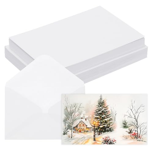 Awclub 30 Sets Blanko-Aquarellkarten mit Umschlägen, 63,5 kg/300 g/m², Baumwoll-Aquarell-Papierkarten für Kunst, Malerei, kreative Grußkarten, 12,7 x 17,8 cm von Awclub