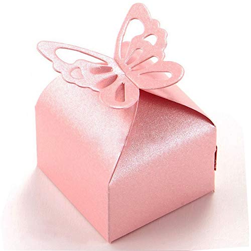 Aweisile 50 Stück Geschenkbox Süßigkeit Kästen Gastgeschenk Box Schachtel Schmetterling Geschenkbox DIY Bonbon Box für Hochzeit Geburtstag Party Shower Gastgeschenke Taufe Mädchen von Aweisile