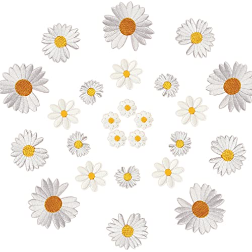 Aweisile Daisy Patch Aufnäher Patches zum Aufbügeln 25 Stück Aufnäher Blumen Patches Applikation Gestickten Aufnäher für DIY-Dekoration Gesticktes Abzeichen Rucksack Schuhe von Aweisile