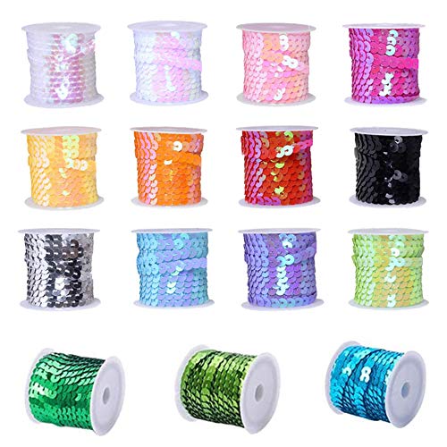 Aweisile Pailletten Bänder 15 Rollen 5m Pailettenband zum Aufnähen Paillettenband Bunte Paillettenband Paillettenborde Borte für DIY Handwerk Tanzbekleidungen Armband Dekorationen Aweisile Pailletten Bänder 15 Rollen 5m Pailettenband zum Aufnähen Paillettenband Bunte Paillettenband Paillettenborde Borte für DIY Handwerk Tanzbekleidungen Armband Dekorationen von Aweisile