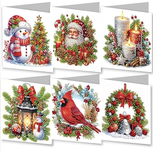 Awesocrafts 6-teiliges Diamant-Kunst-Weihnachtskarten-Set, Schneemann, Weihnachtsmann, Vogel, Weihnachten, DIY-Diamant-Malkarten-Sets, 5D-Kristallkunst-Karte mit Umschlägen, Postkarten für Handarbeit Awesocrafts 6-teiliges Diamant-Kunst-Weihnachtskarten-Set, Schneemann, Weihnachtsmann, Vogel, Weihnachten, DIY-Diamant-Malkarten-Sets, 5D-Kristallkunst-Karte mit Umschlägen, Postkarten für Handarbeit von Awesocrafts