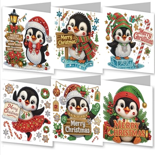 Awesocrafts 6-teiliges Diamant-Kunst-Weihnachtskarten-Set, Weihnachts-Pinguin-Süßigkeiten, DIY-Diamant-Malkarten-Sets, 5D-Kristallkunst-Karte mit Umschlägen, Postkarten für Handarbeit, Weihnachten, 30 Awesocrafts 6-teiliges Diamant-Kunst-Weihnachtskarten-Set, Weihnachts-Pinguin-Süßigkeiten, DIY-Diamant-Malkarten-Sets, 5D-Kristallkunst-Karte mit Umschlägen, Postkarten für Handarbeit, Weihnachten, 30 von Awesocrafts