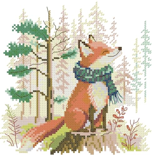 Awesocrafts Kreuzstich-Set, Motiv: Fuchs, Schal, Wald, Bäume, einfache Muster, Kreuzstich, Stickerei, Handarbeitsset, Zubehör Awesocrafts Kreuzstich-Set, Motiv: Fuchs, Schal, Wald, Bäume, einfache Muster, Kreuzstich, Stickerei, Handarbeitsset, Zubehör von Awesocrafts