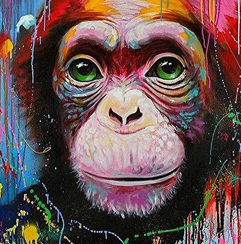 Awesocrafts Kreuzstich-Set, buntes Affengesicht, Orang-Utan, einfache Muster, Kreuzstich, Stickerei, Handarbeits-Set (Affe) von Awesocrafts