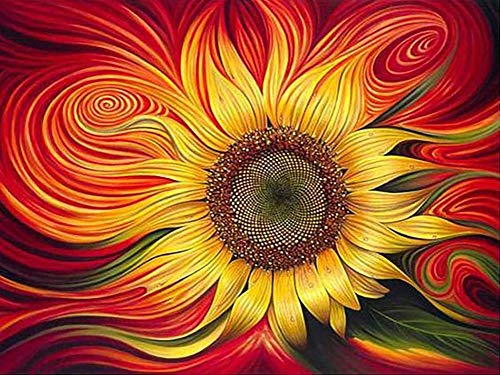 Awesocrafts Kreuzstich-Sets, abstrakte rote Sonnenblume, einfache Muster, Kreuzstich, Stickerei, Handarbeit, Zubehör (Sonnenblume) von Awesocrafts
