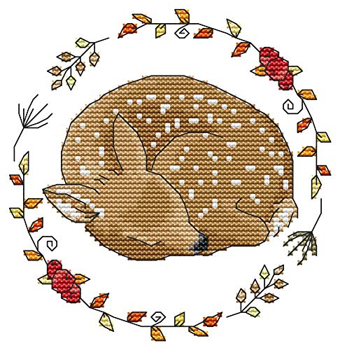 Awesocrafts Kreuzstich Stickpackungen, Überwintern Hirsch Bilder Vorlagen Stickerei Set Vorgedruckt von Awesocrafts
