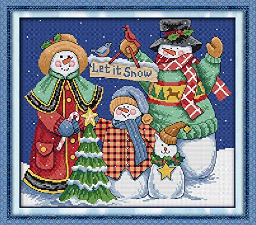 Awesocrafts Kreuzstich Stickpackungen, Weihnachten Schneemann Bilder Vorlagen Stickerei Set Vorgedruckt oder Zählmuster von Awesocrafts