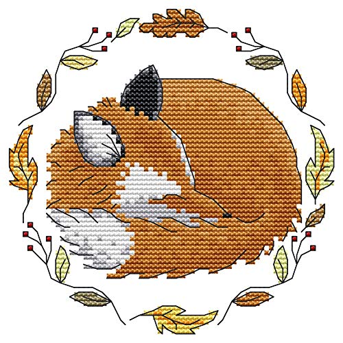 Awesocrafts Kreuzstich Stickpackungen, Winterschlaf Fuchs Bilder Vorlagen Stickerei Set Zählmuster Awesocrafts Kreuzstich Stickpackungen, Winterschlaf Fuchs Bilder Vorlagen Stickerei Set Zählmuster von Awesocrafts