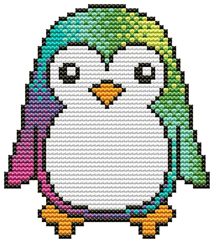Awesocrafts Kreuzstich Stickpackungen Vorgedruckt Kleiner Pinguin Bilder Vorlagen Sticken Set Vorgedruckt 11CT 3 Stränge von Awesocrafts