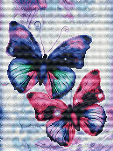 Awesocrafts Kreuzstich Stickpackungen Vorgedruckt Schmetterlinge Bilder Vorlagen Sticken Set Vorgedruckt 11CT 3 Stränge von Awesocrafts